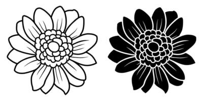 A set of two black silhouettes of flowers isolated on a white background vector