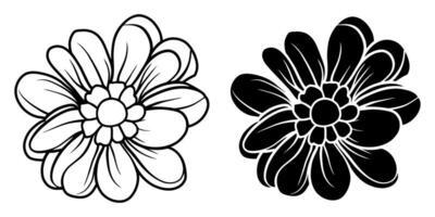 A set of two black silhouettes of flowers isolated on a white background vector