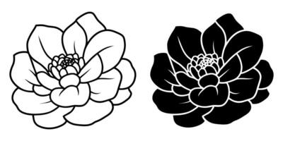 A set of two black silhouettes of flowers isolated on a white background vector