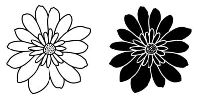 A set of two black silhouettes of flowers isolated on a white background vector