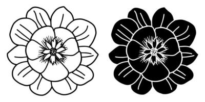 A set of two black silhouettes of flowers isolated on a white background vector