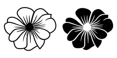 A set of two black silhouettes of flowers isolated on a white background vector