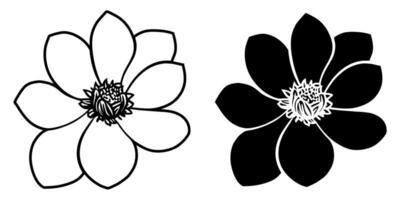 A set of two black silhouettes of flowers isolated on a white background vector