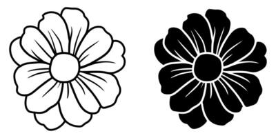 A set of two black silhouettes of flowers isolated on a white background vector