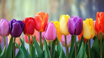 ai generado vistoso tulipán deleite foto