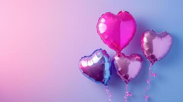AI generated Heart-Shaped Balloons on Gradient Background photo