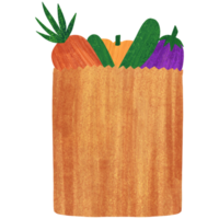 ai generado un bolso de vegetales en un papel bolso png