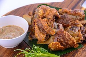 Deep fried Pork Knuckle on white background. photo