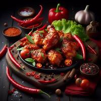 AI generated Chilli chicken realistic images photo