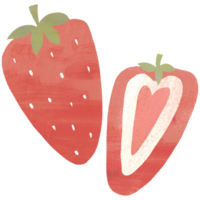 AI generated two strawberries with hearts on them png