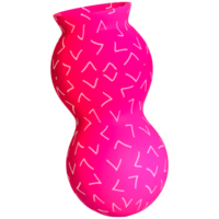 AI generated a pink vase with white and pink geometric shapes png