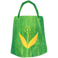 ai generato un' verde Borsa con un' giallo fiore su esso png