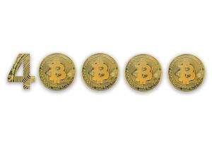 40000 bitcoin exchange rate, isolated. Crypto currency style for design. photo