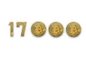 17000 bitcoin exchange rate, isolated. Crypto currency style for design. photo