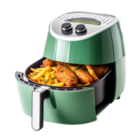 Air fryer kitchen machine on transparent background, green color png