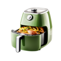 Air fryer kitchen machine on transparent background, green color png