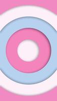 Vertical video - trendy circular papercut background with gently moving cutout concentric circles in pastel color tones of pink, white and blue. Full HD and looping motion background animation.