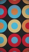 Vertical video - trendy retro 1970s geometric background with colorful blinking circles in warm color tones. This stylish vintage motion background animation is HD and looping.