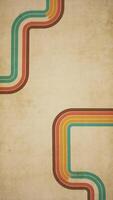 Vertical video - trendy retro 1970s curved stripes grunge background with gently flowing colorful lines in warm color tones. This vintage style motion background animation HD and looping.