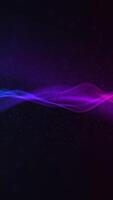 Vertical video - a gently undulating purple digital fractal light wave with floating particles animation. This abstract technology concept motion background is HD and looping.