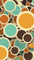 Vertical video - trendy 1970s retro geometric shapes background with gently moving shiny plastic circles in vintage warm color tones. Full HD and looping motion background animation.