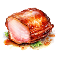 AI generated Roasted Ham, Foods Illustration. Watercolor Style. AI Generated png