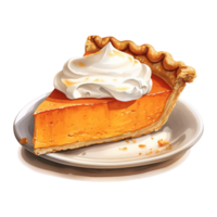 AI generated Pumpkin Pie, Foods Illustration. Watercolor Style. AI Generated png