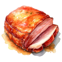 ai généré rôti jambon, nourriture illustration. aquarelle style. ai généré png