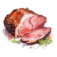 ai generado asado principal costilla, comidas ilustración. acuarela estilo. ai generado png