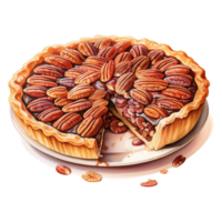 AI generated Pecan Pie, Foods Illustration. Watercolor Style. AI Generated png