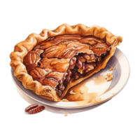 AI generated Pecan Pie, Foods Illustration. Watercolor Style. AI Generated png