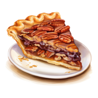 ai généré noix de pécan tarte, nourriture illustration. aquarelle style. ai généré png