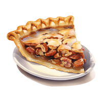 AI generated Pecan Pie, Foods Illustration. Watercolor Style. AI Generated png