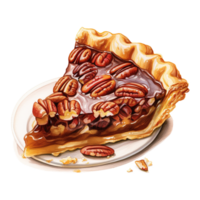 AI generated Pecan Pie, Foods Illustration. Watercolor Style. AI Generated png