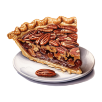 AI generated Pecan Pie, Foods Illustration. Watercolor Style. AI Generated png