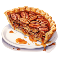 AI generated Pecan Pie, Foods Illustration. Watercolor Style. AI Generated png