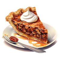 AI generated Pecan Pie, Foods Illustration. Watercolor Style. AI Generated png