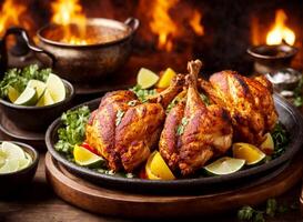 AI generated Tandoori chicken is a chicken dish prepared by roasting chicken photo
