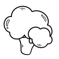 Outline doodle drawing of a broccoli png