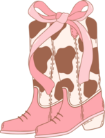 Coquette Cowgirl Boots and pink ribbon bow png