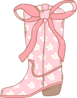 Coquette Cowgirl Boots and pink ribbon bow png