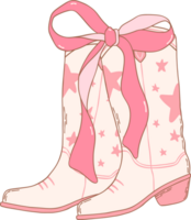 Coquette Cowgirl Boots and pink ribbon bow png