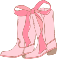 Coquette Cowgirl Boots and pink ribbon bow png