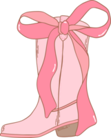 Coquette Cowgirl Boots and pink ribbon bow png