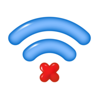 3d icône de franchi en dehors Wifi, isolé sur une transparent Contexte. sans fil l'Internet lien est interdit. png