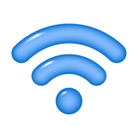 3d WIFI icon, wireless internet sign, isolated on transparent background. PNG