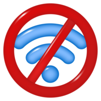 3d icon of crossed out WIFI, isolated on a transparent background. Wireless Internet connection is prohibited. PNG