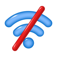 3d icon of crossed out WIFI, isolated on a transparent background. Wireless Internet connection is prohibited. PNG