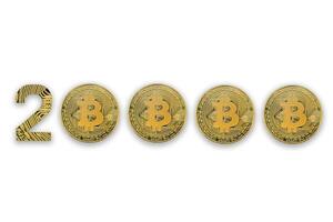 20000 bitcoin exchange rate, isolated. Crypto currency style for design. photo
