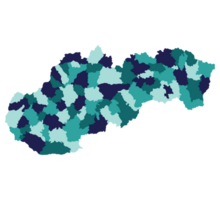 Slovakia map. Map of Slovakia in administrative provinces in multicolor png